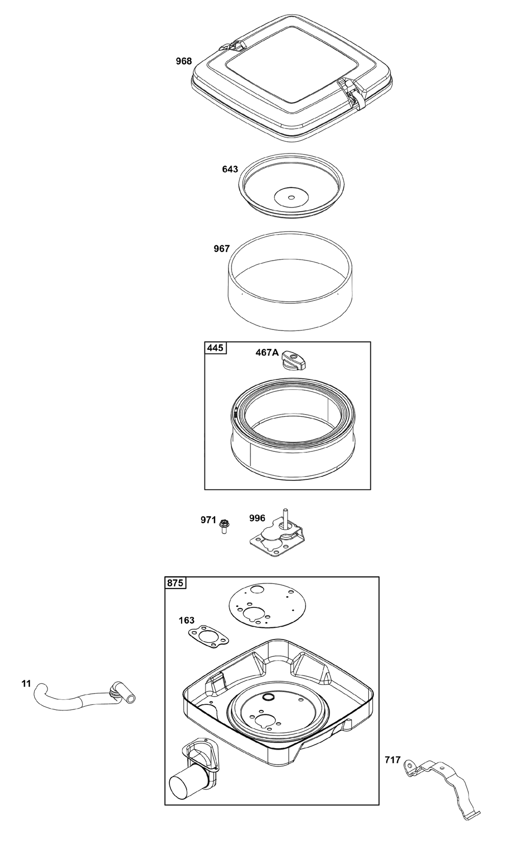 Air Cleaner Group Diagram and Parts List for 356447-0697-B5 200000 - 399999 Briggs and Stratton Engine